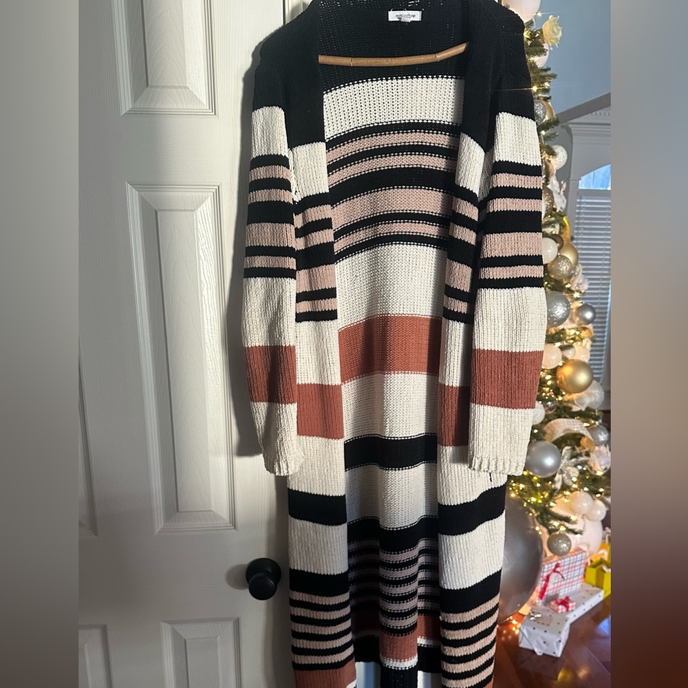 Long boutique striped cardigan